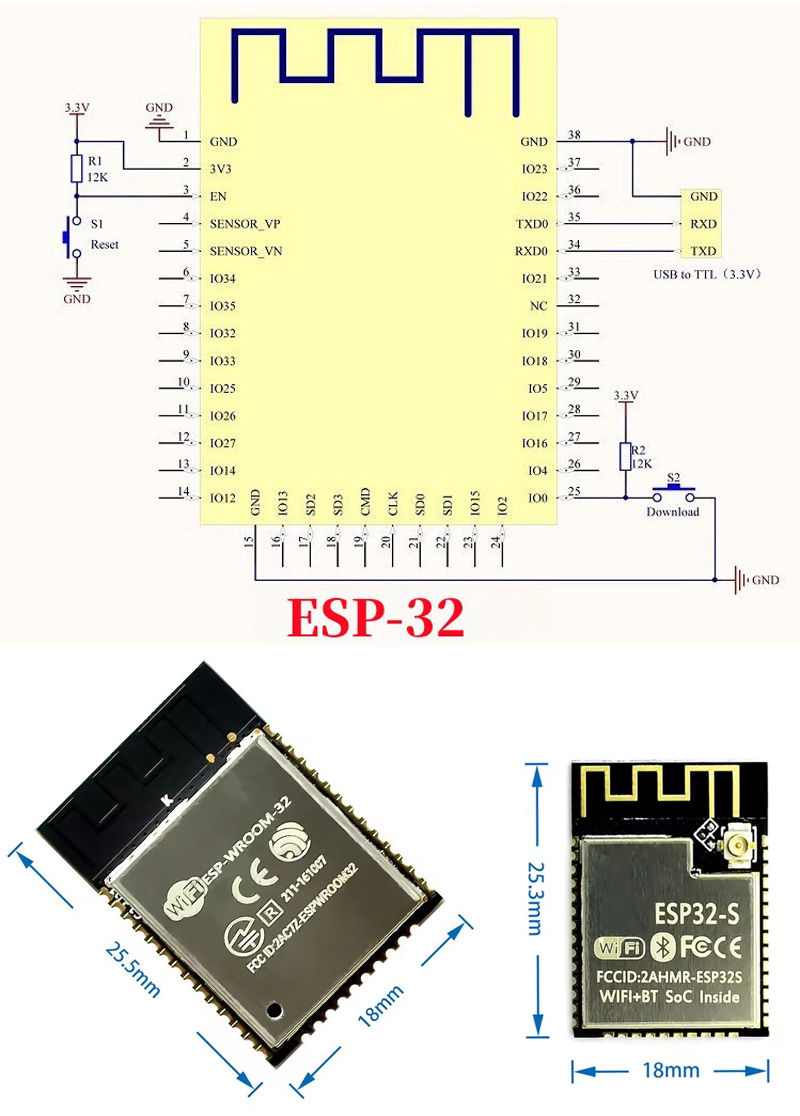 ESP32 ESP-32S ESP-12E ESP-12F  - Esp32 Wifi Bluetooth Module recensione e prezzo